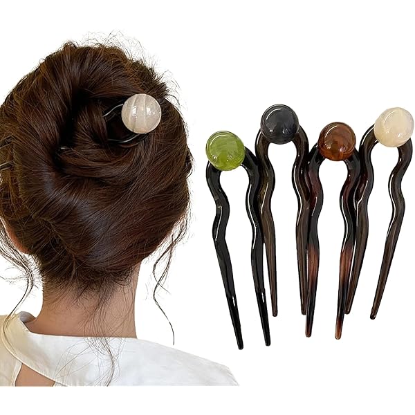 Amazon | PITAPURO かんざし u字型 4個セット u字コーム 玉飾り付き